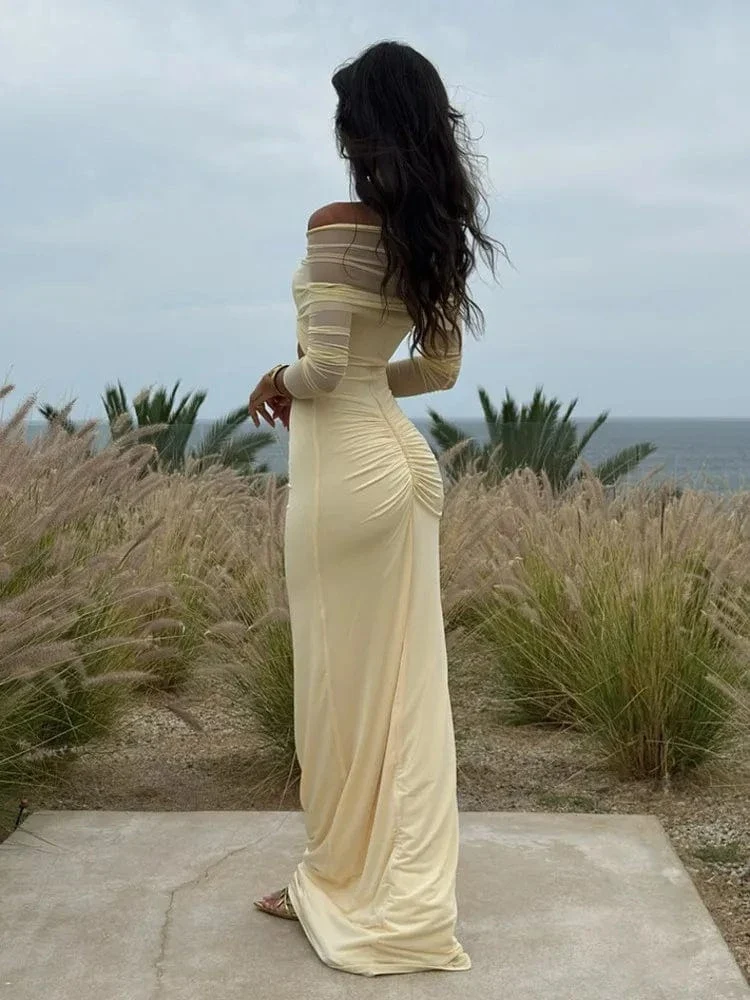 Robe de soirée maxi épaules dénudées