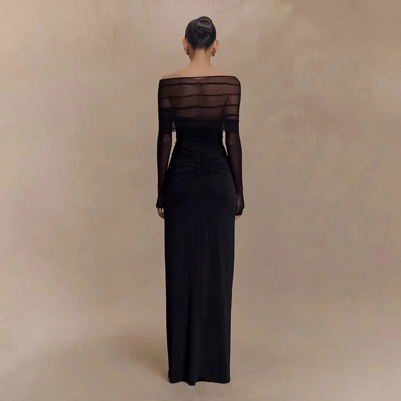 Robe de soirée maxi épaules dénudées