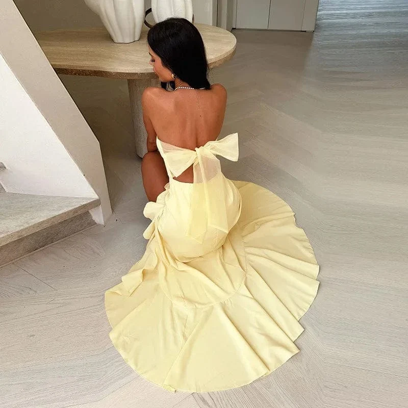 Robe de soirée bustier fendue fluide