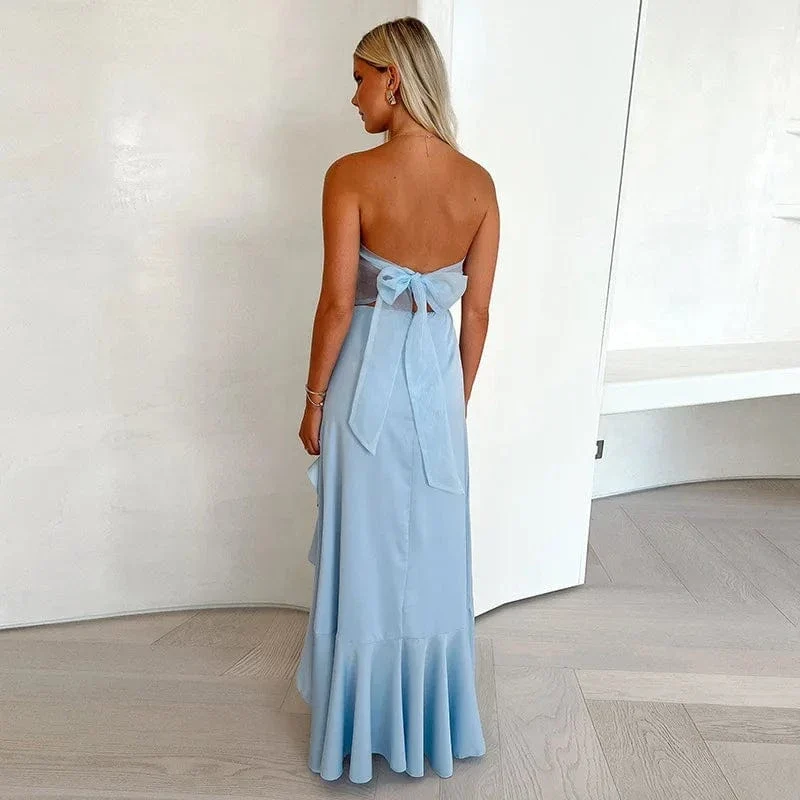 Robe de soirée bustier fendue fluide