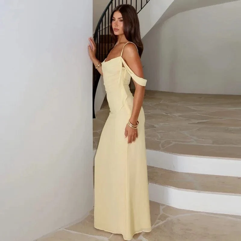 Robe de gala longue dos nu bretelles fines