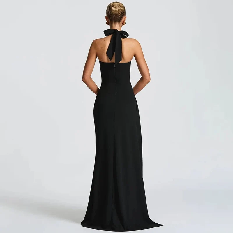 Robe de gala longue fendue dos nu