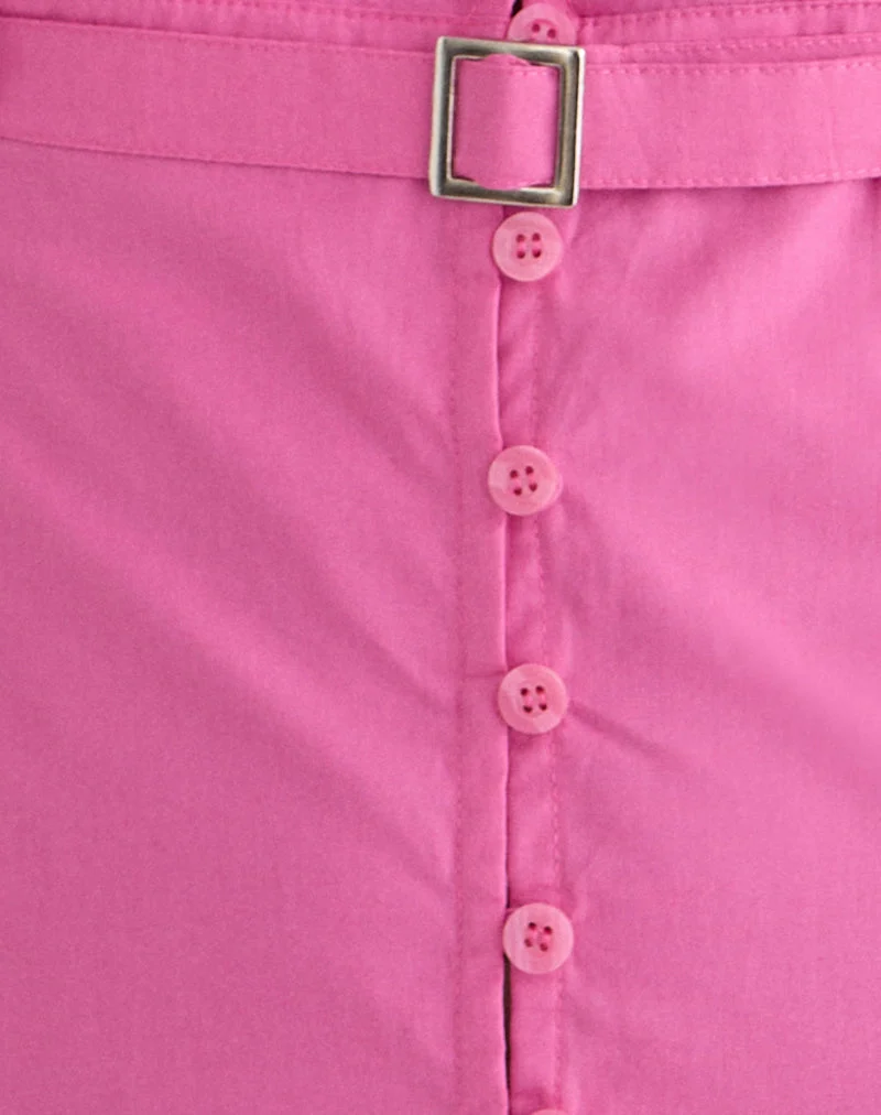 Haut Miyala en popeline rose rose avec boucle