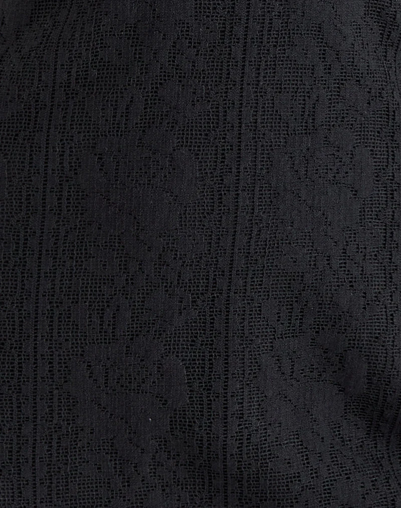 Mini-robe Yenna à décolleté plongeant en dentelle florale noire
