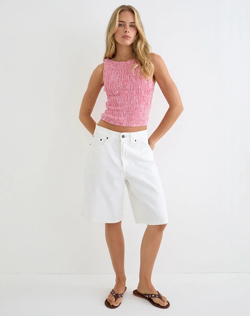 Haut froncé Deacon en mini-vichy couleur pêche