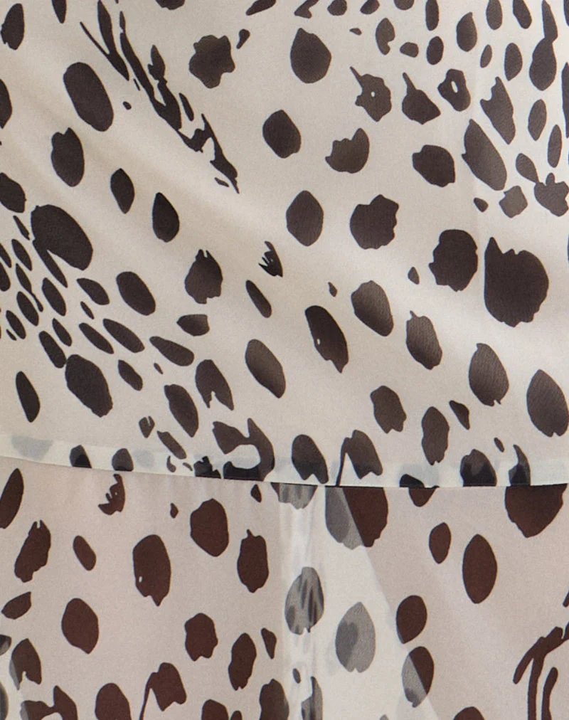 Robe midi Vakare, motif « peau de dalmatien », noir et ivoire