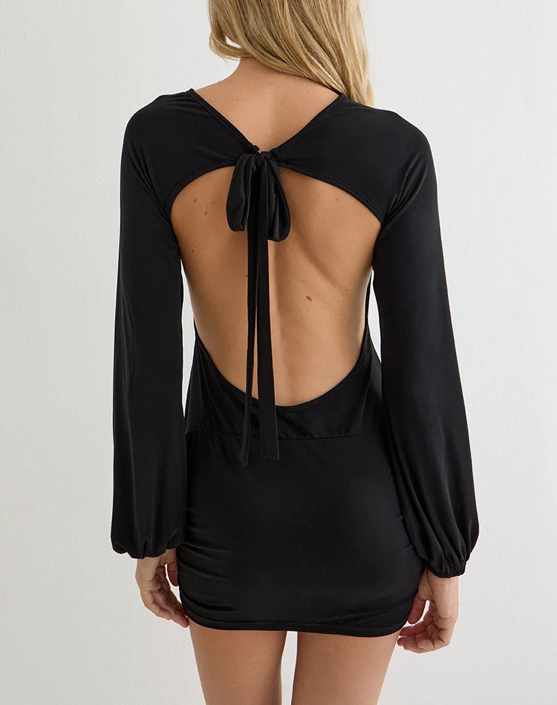 Mini-robe Tomoko en cupro noir