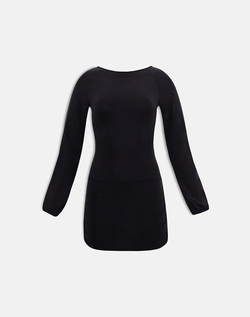 Mini-robe Tomoko en cupro noir