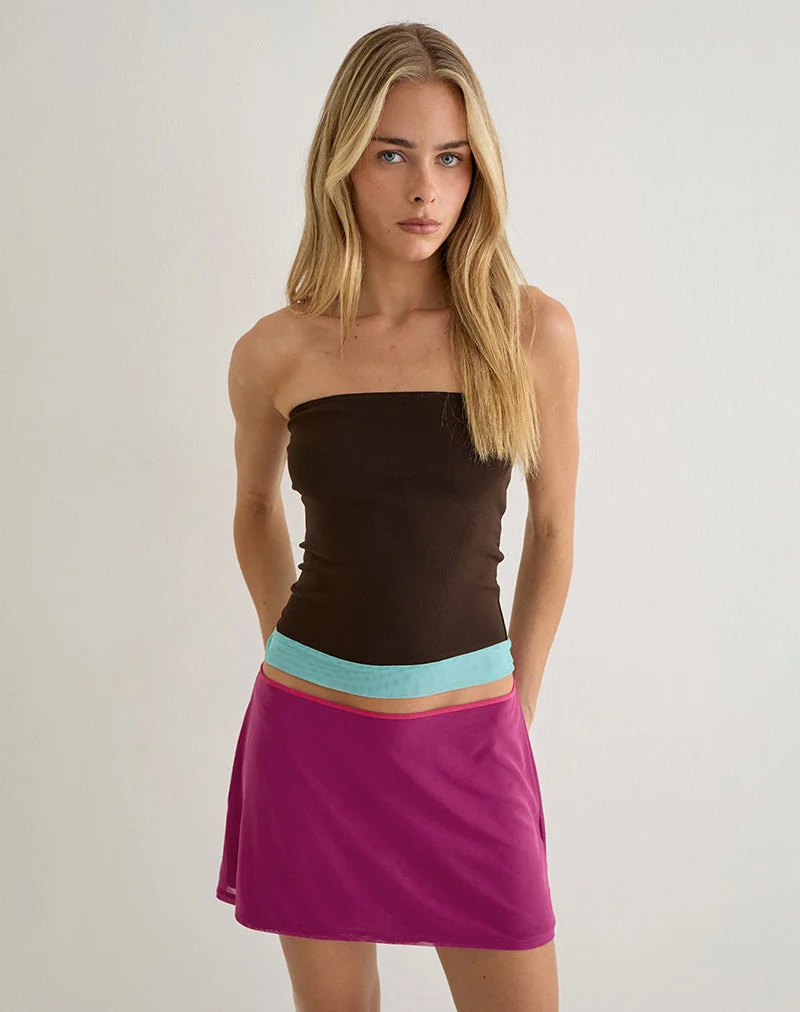 Mini-jupe Niyani fuchsia avec bordure rose vif