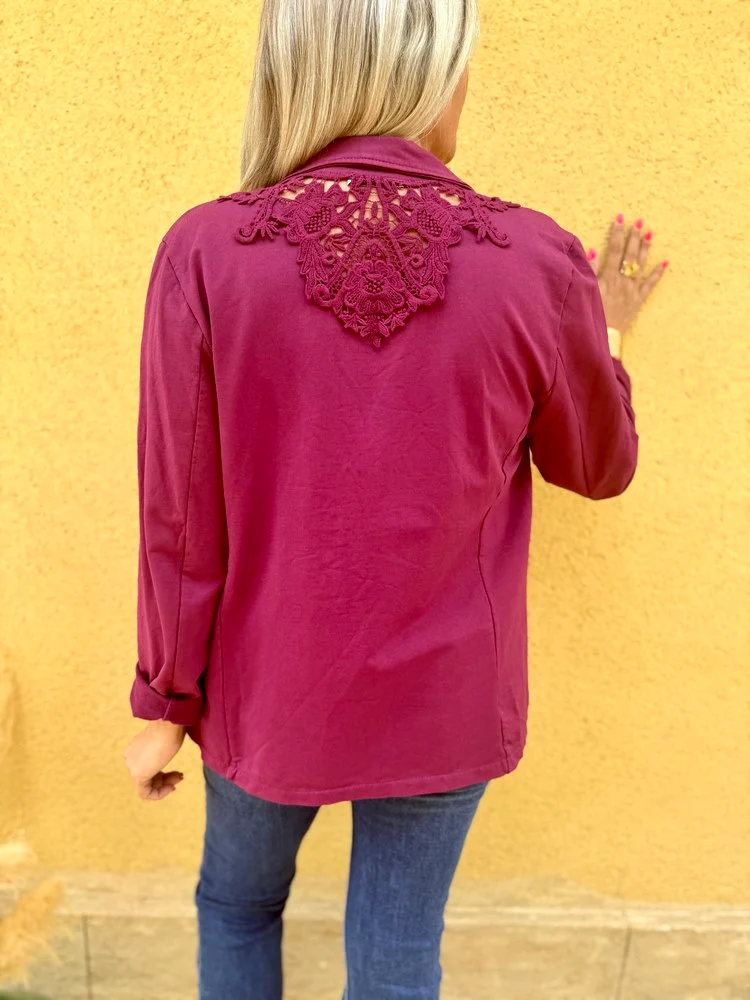 Veste tailleur Andréa lie de vin