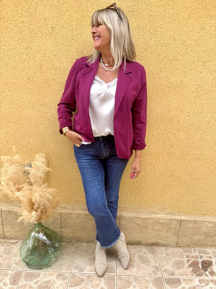 Veste tailleur Andréa lie de vin