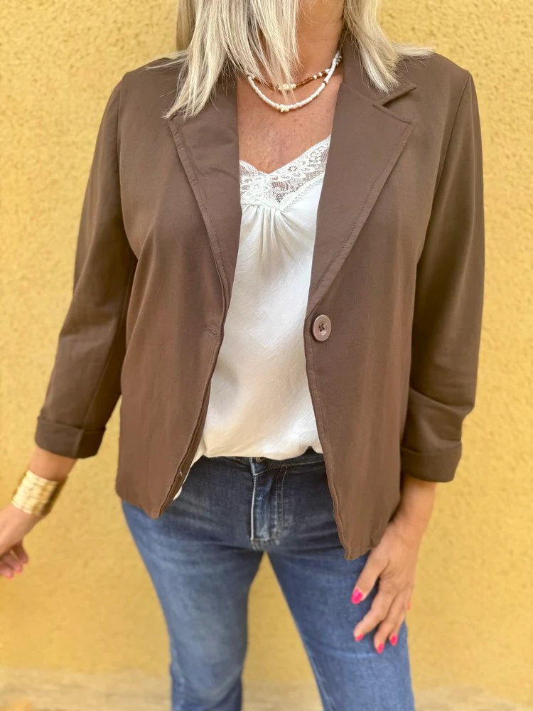 Veste tailleur Andréa chocolat