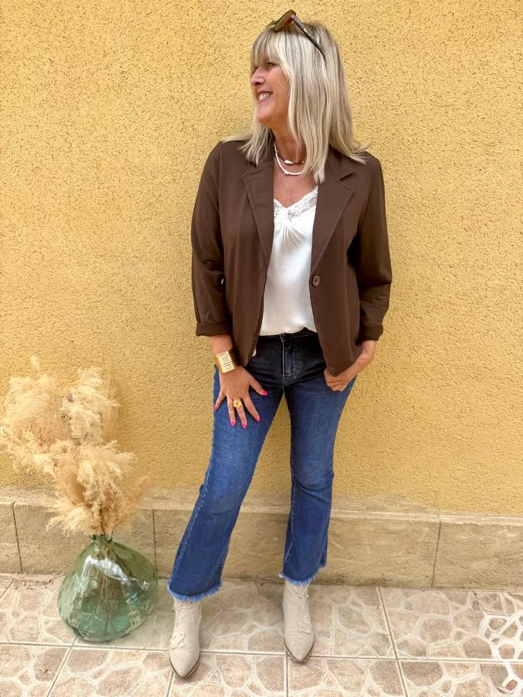 Veste tailleur Andréa chocolat
