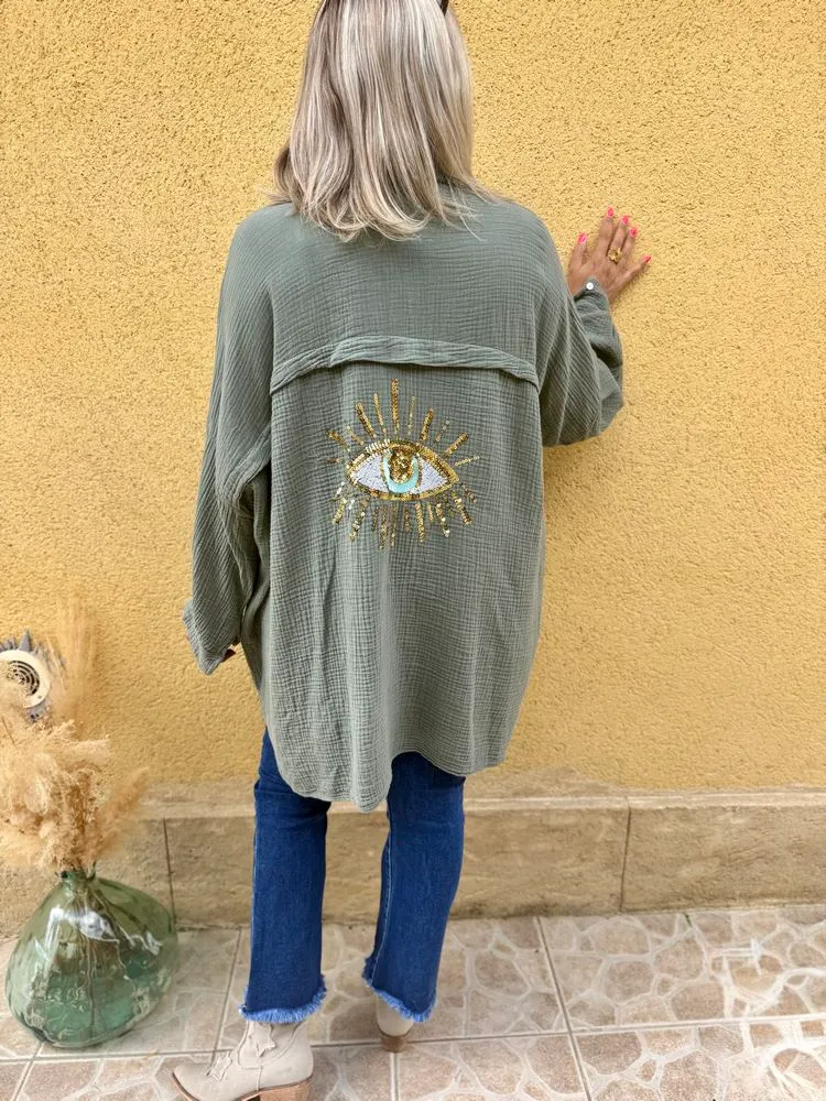 Chemise méga loose Eye tilleul
