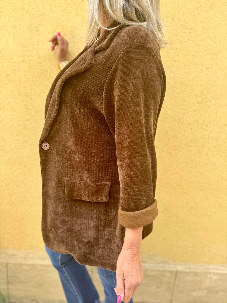 Veste tailleur en velours Sandra + caramel