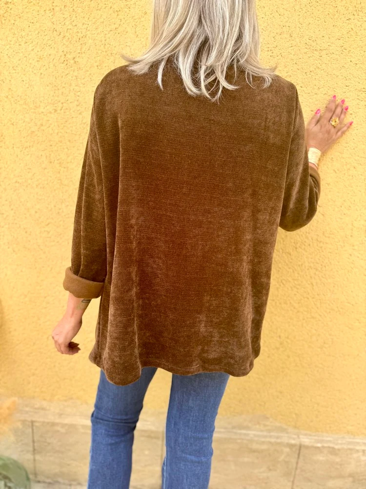 Veste tailleur en velours Sandra + caramel