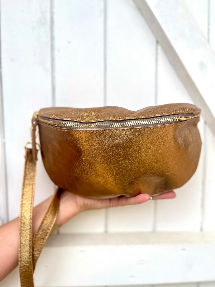 Banane Tosca M/L en cuir caramel