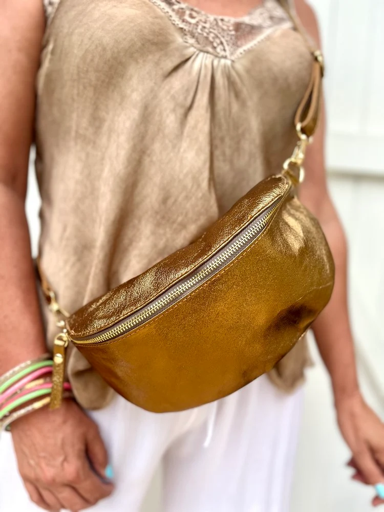 Banane Tosca M/L en cuir caramel