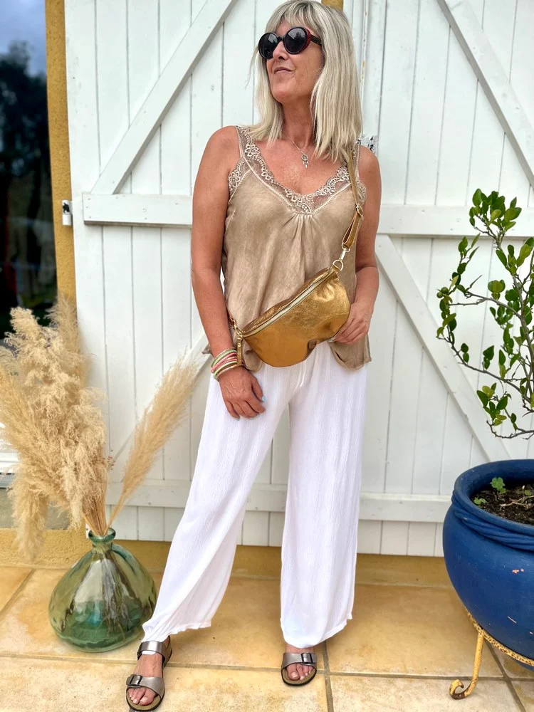 Banane Tosca M/L en cuir caramel