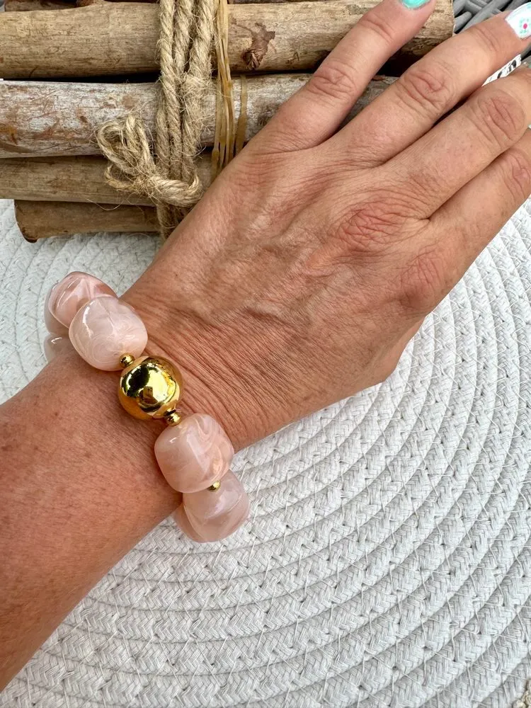 Bracelet élastiqué Paco rose pâle