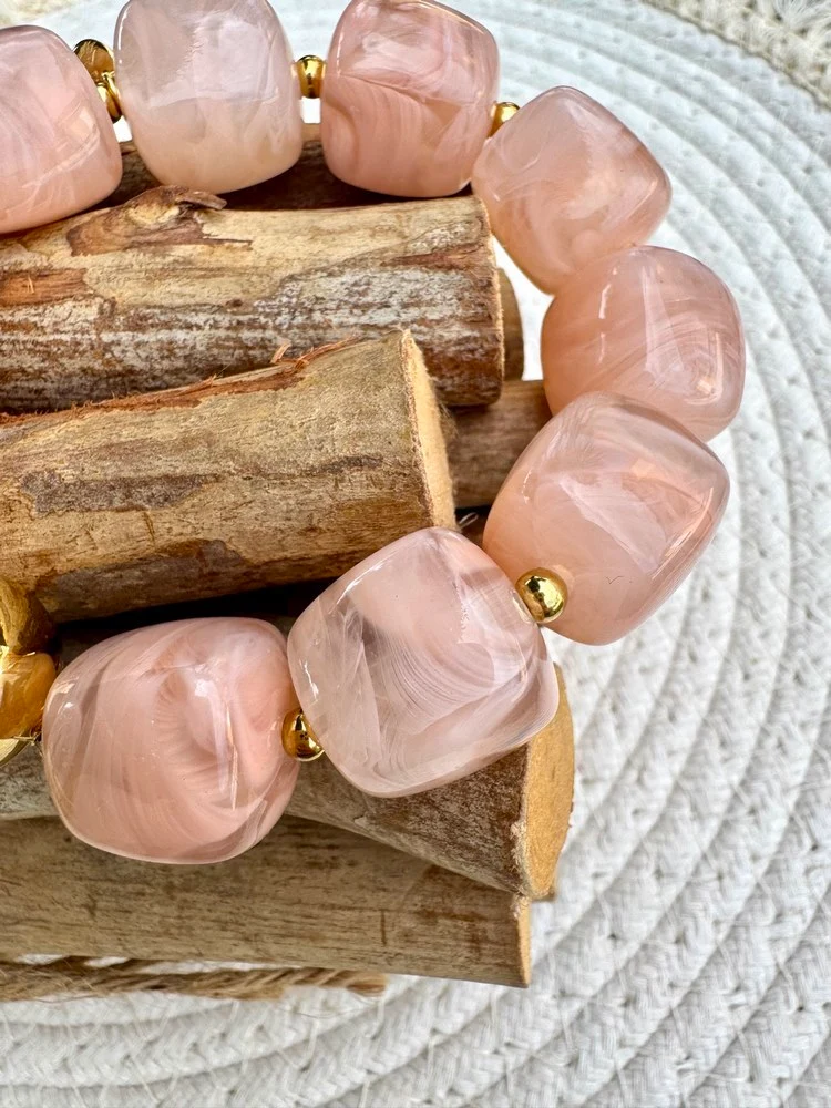 Bracelet élastiqué Paco rose pâle