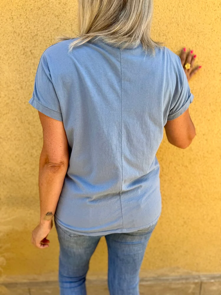 Teeshirt loose Rock bleu jean