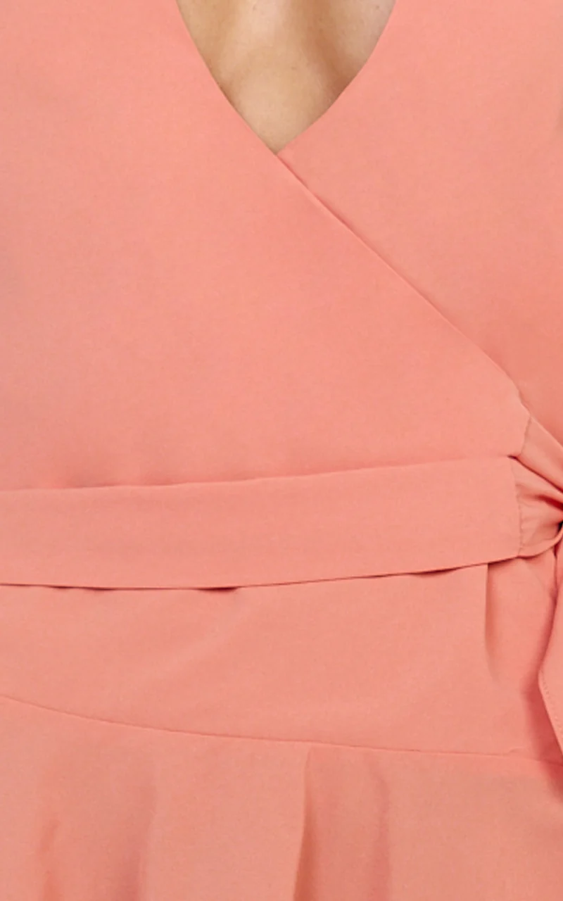 Cove Mini Dress - Halter Neck Backless Sash Detail Dress in Coral