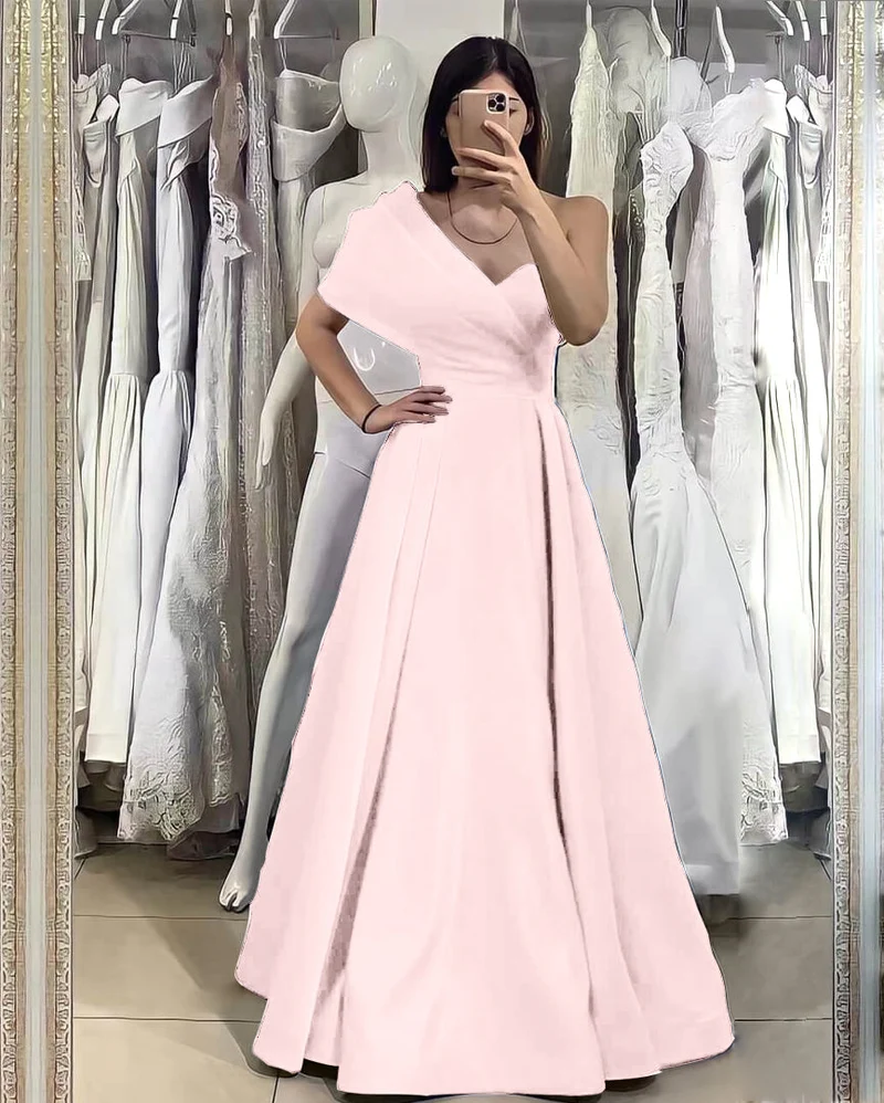 Robe de soirée élégante bleu roi à une épaule et décolleté en cœur
