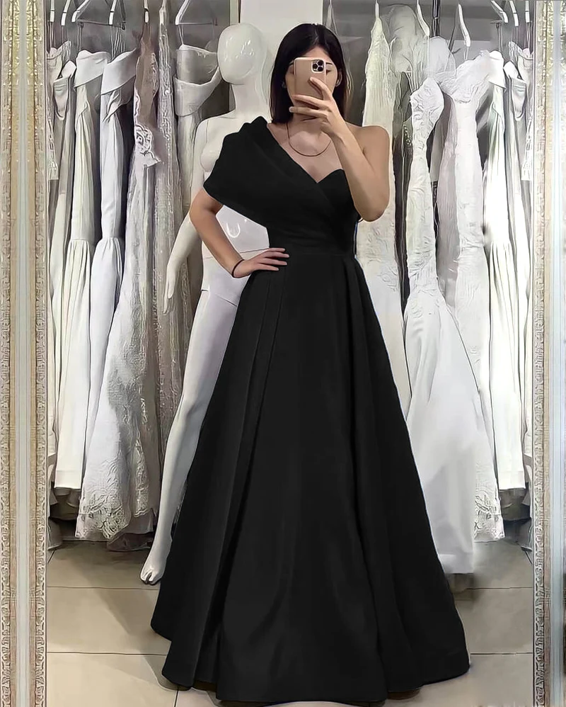 Robe de soirée élégante bleu roi à une épaule et décolleté en cœur