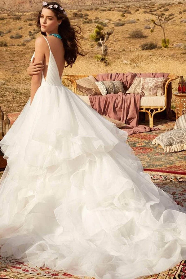 Robe de mariée trapèze à épaules dénudées avec détails élégants en tulle et dentelle