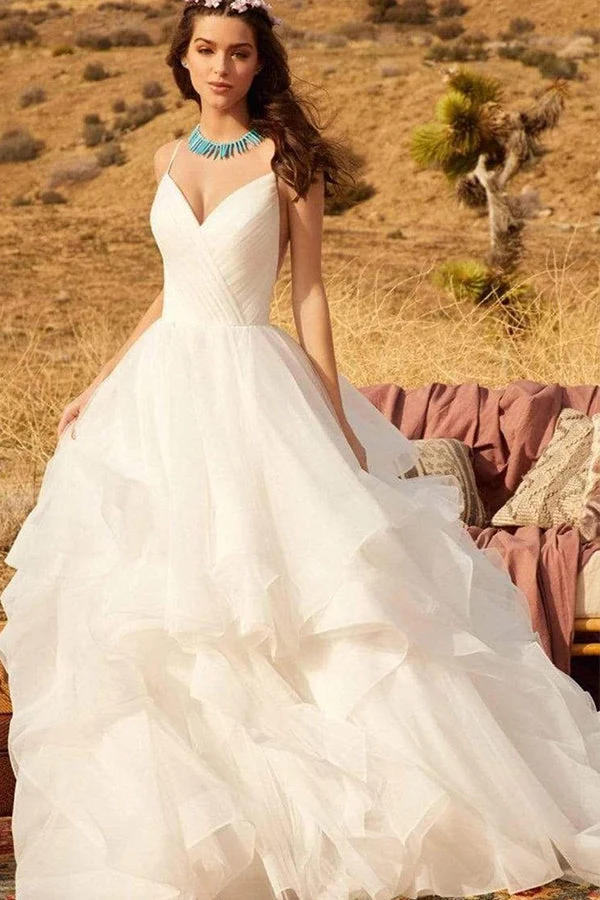Robe de mariée trapèze à épaules dénudées avec détails élégants en tulle et dentelle