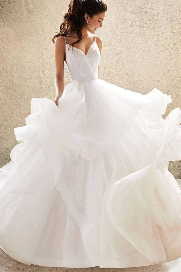Robe de mariée trapèze à épaules dénudées avec détails élégants en tulle et dentelle