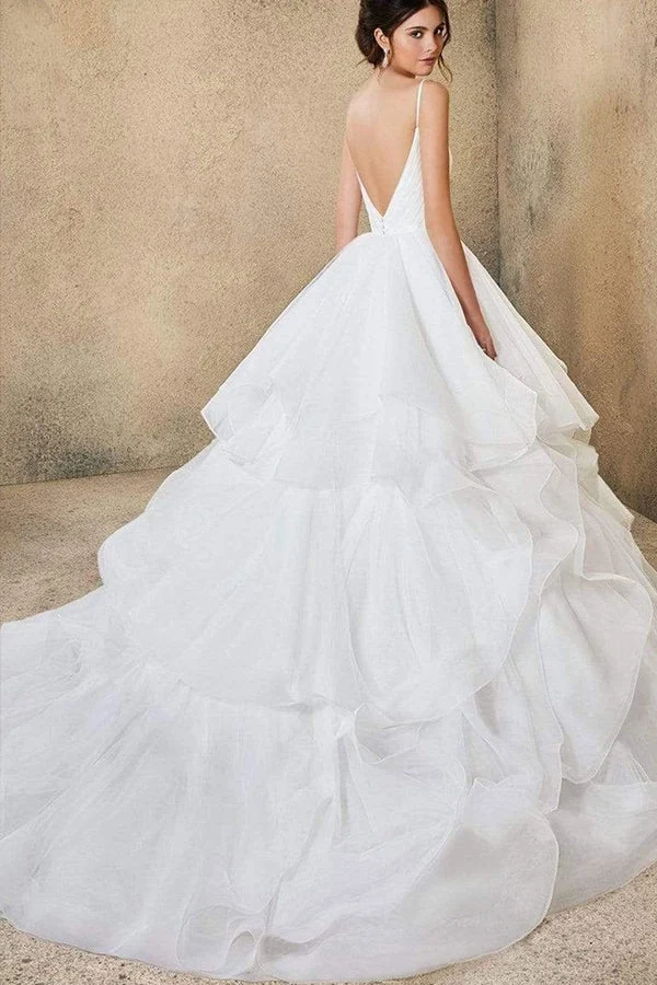 Robe de mariée trapèze à épaules dénudées avec détails élégants en tulle et dentelle