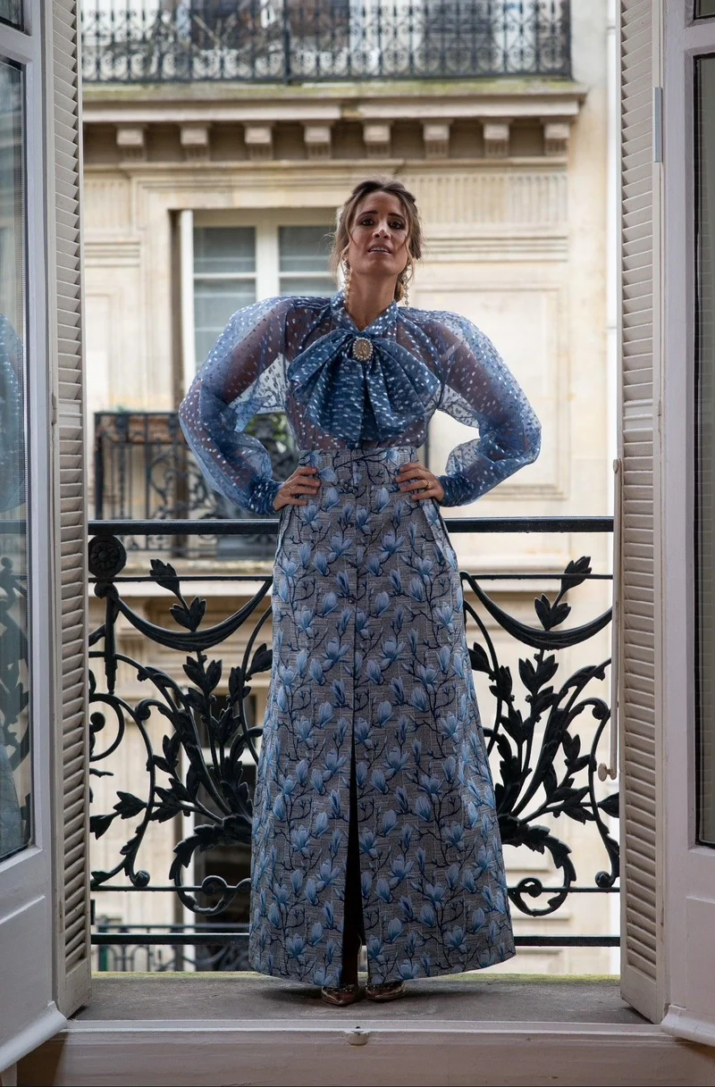 Jupe Marie fleurs bleues