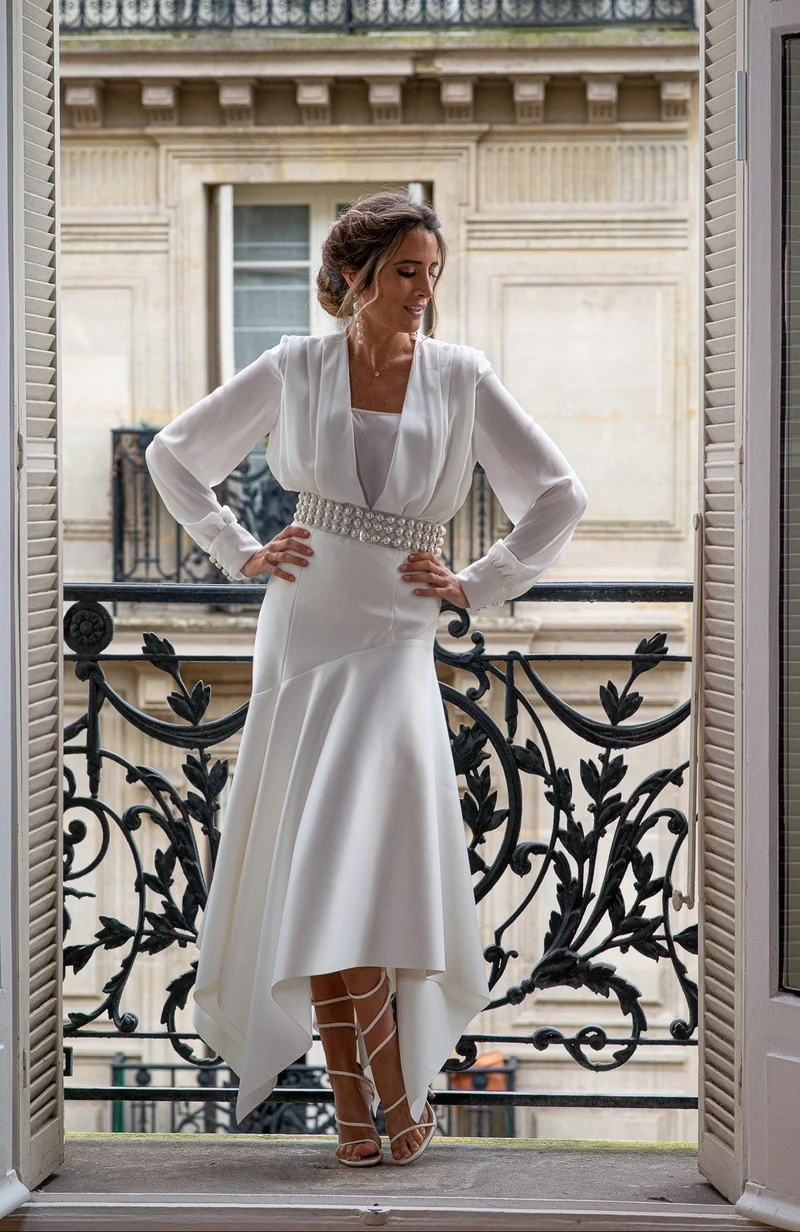 Chemisier col drapé blanc
