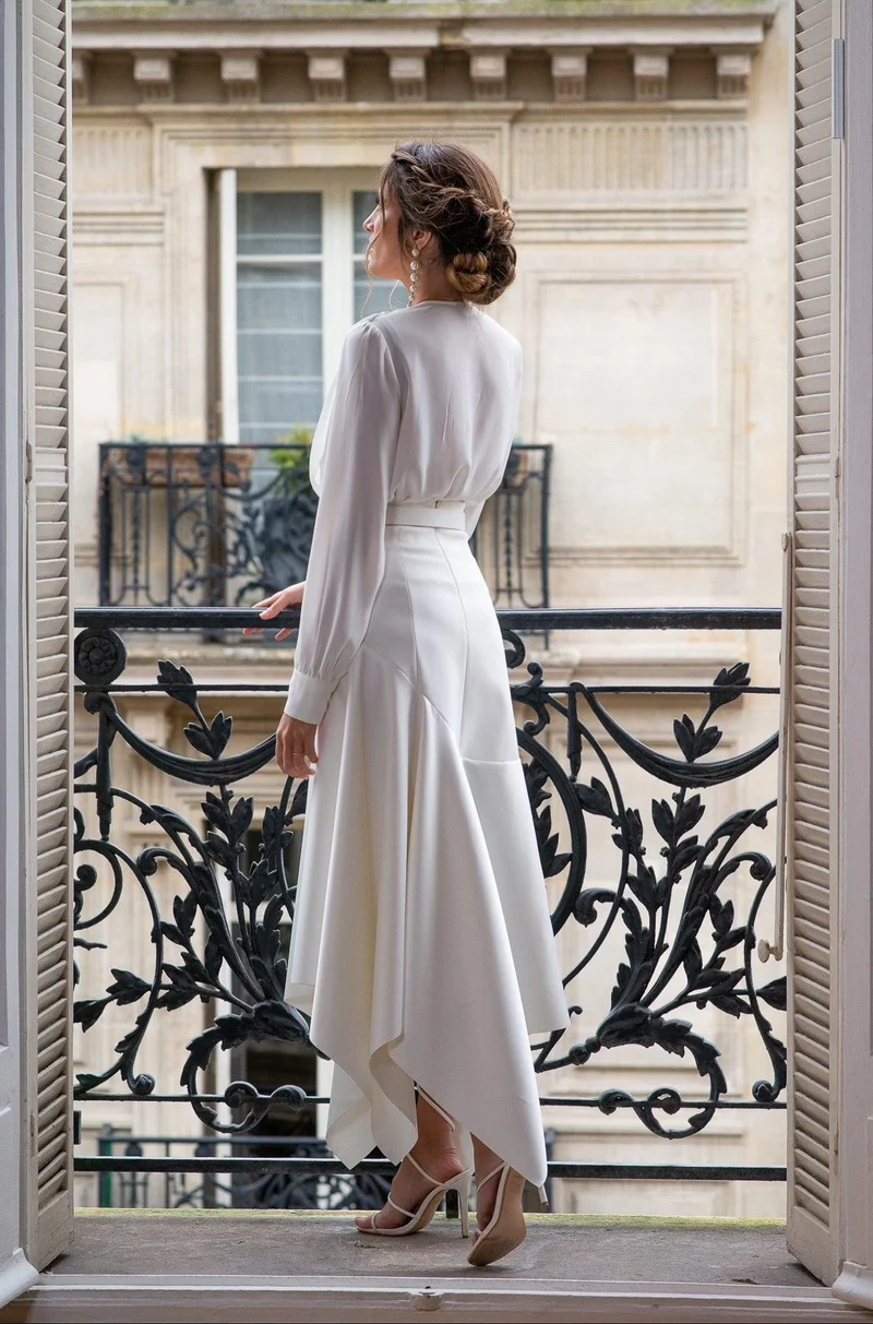 Chemisier col drapé blanc