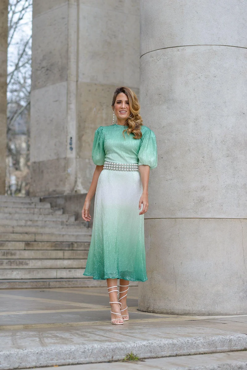 Robe Colombie à sequins verte