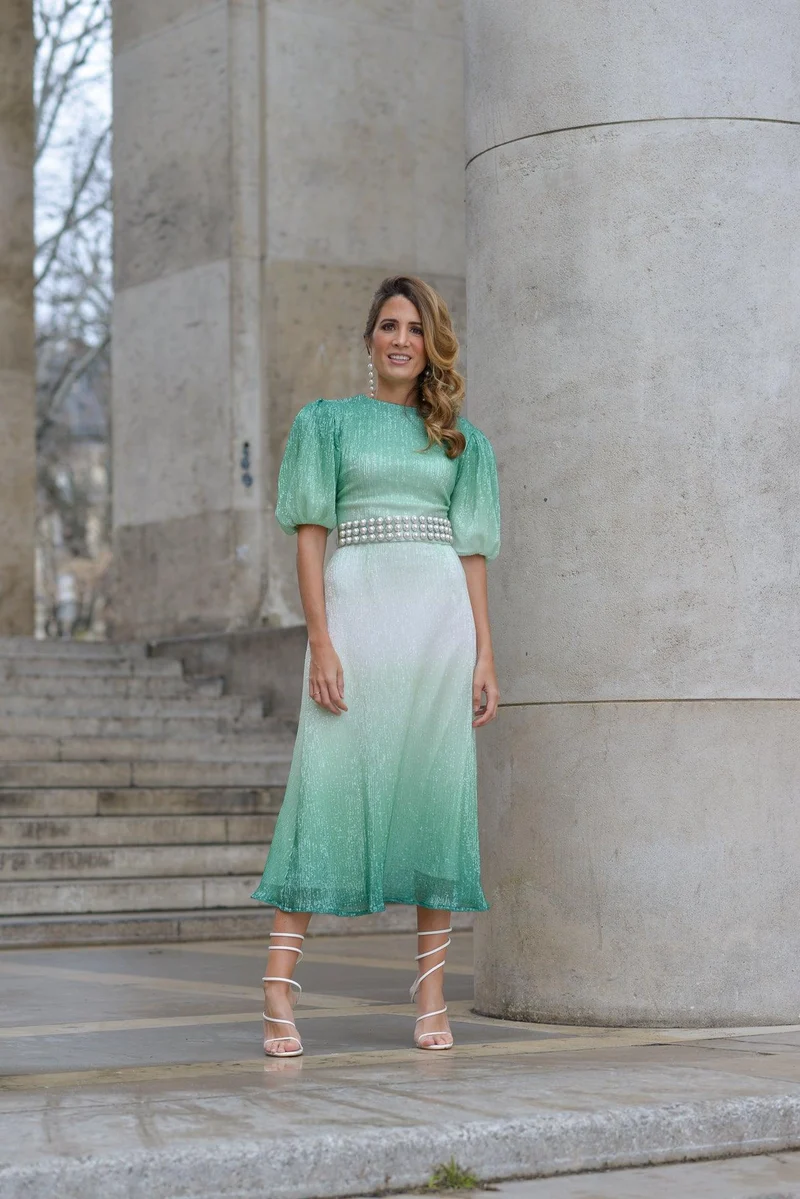 Robe Colombie à sequins verte