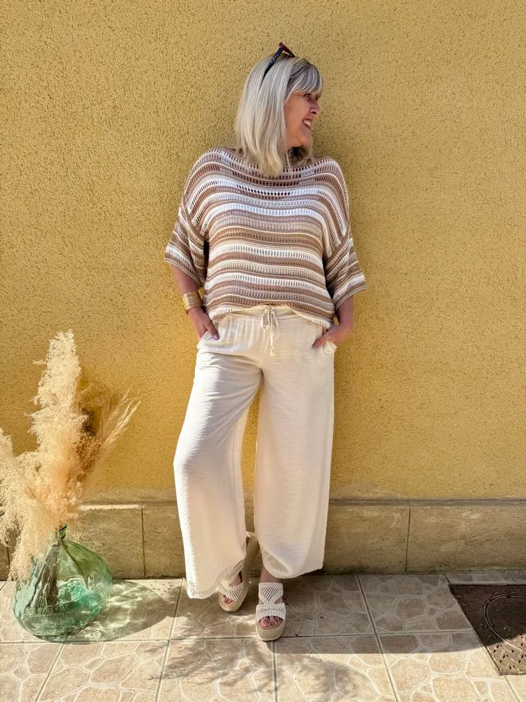 Pantalon fluide Tino beige