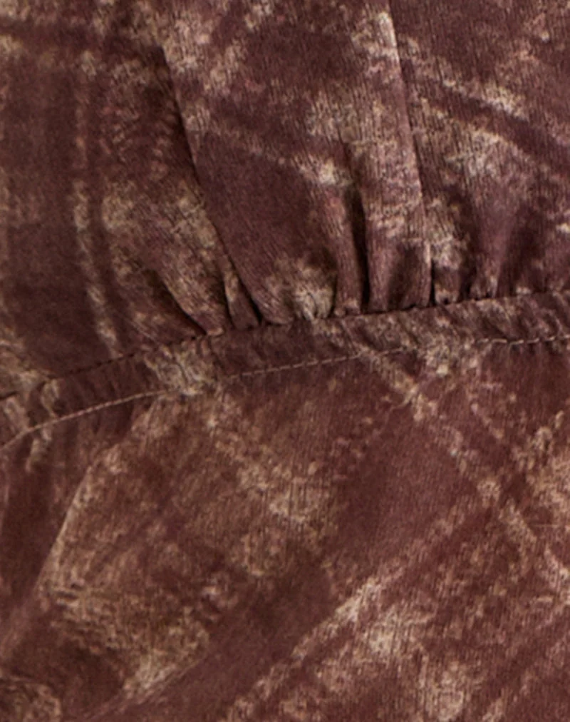 Haut à col bénitier Kaluli, motif « Stone Check » marron