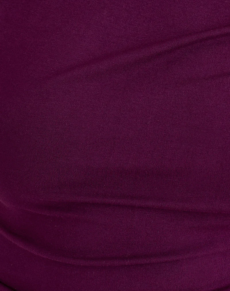 Haut asymétrique Danama en jersey de rayonne, couleur figue