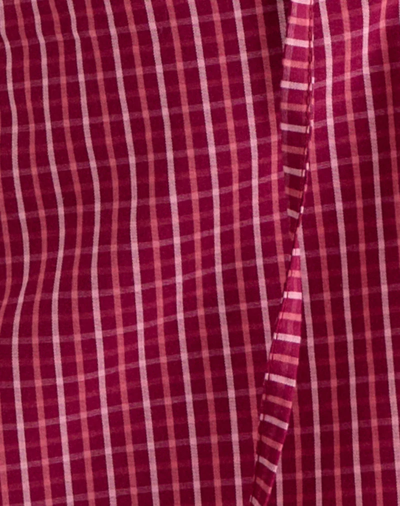 Haut Reem à col halter, motif « Raspberry Shadow Check »