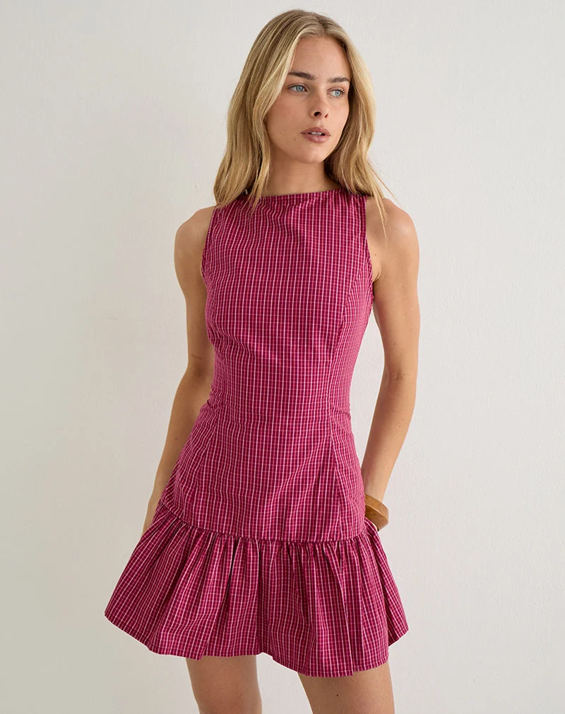 Robe Maelah à carreaux « Raspberry Shadow »