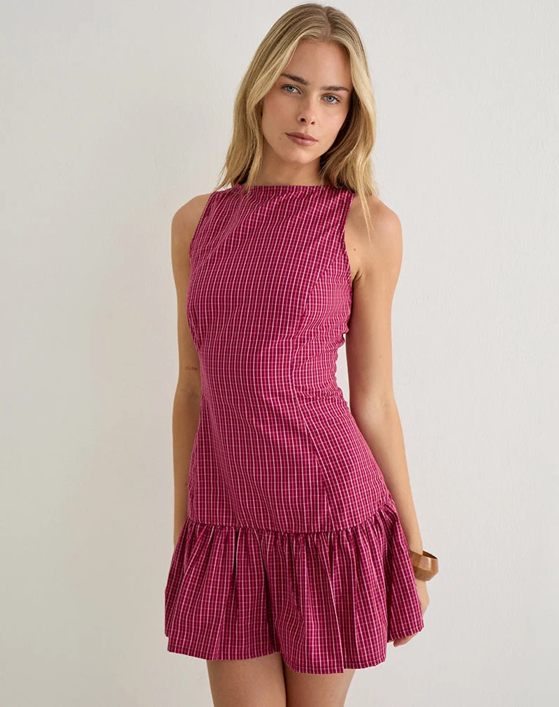 Robe Maelah à carreaux « Raspberry Shadow »