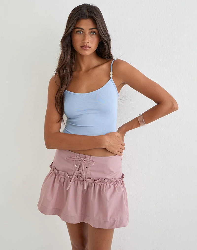 Mini-jupe Buffy à œillets en popeline rose poudré