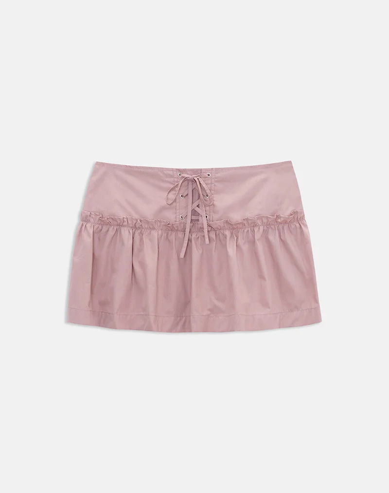 Mini-jupe Buffy à œillets en popeline rose poudré