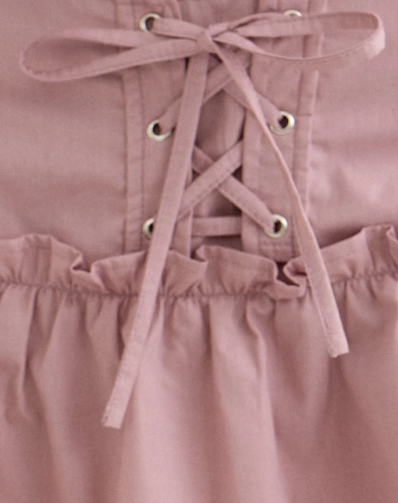 Mini-jupe Buffy à œillets en popeline rose poudré