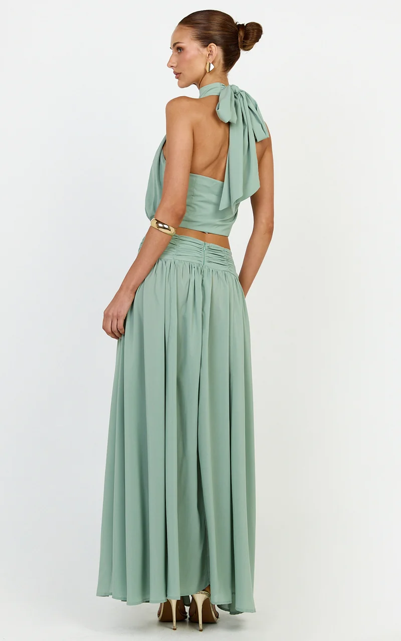 Melanie Top - Halter Neck Top in Green