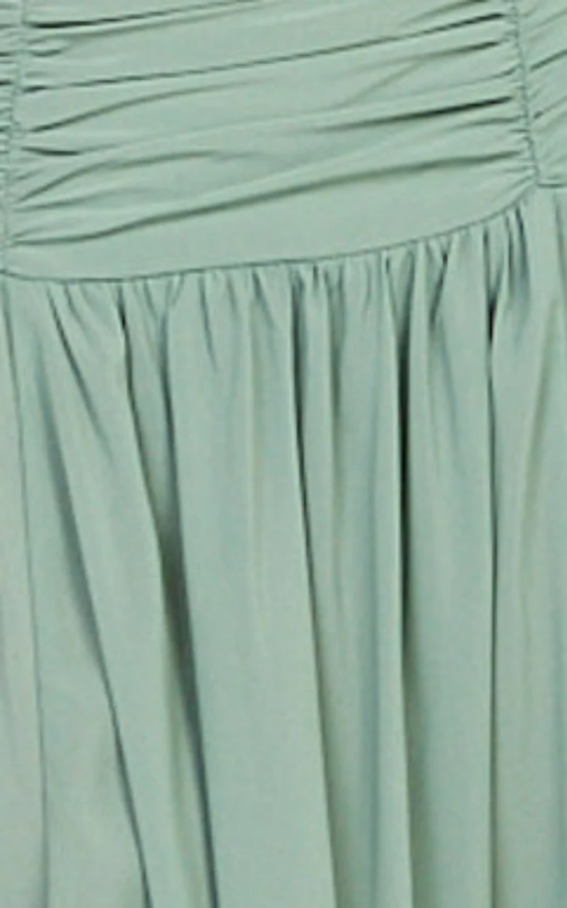 Melanie Maxi Skirt - Gathered Yoke Skirt in Green