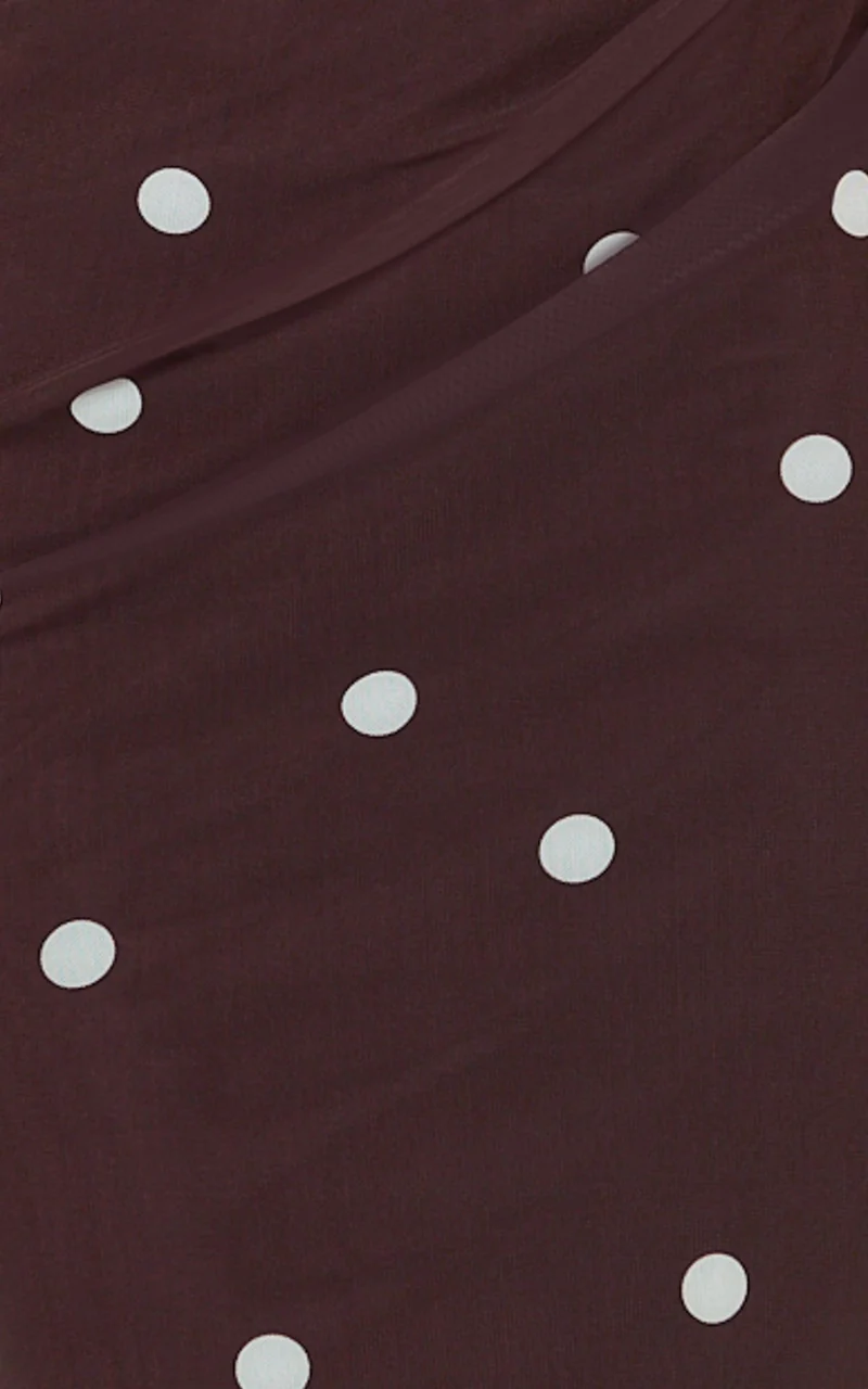 Criselda Maxi Dress - One Shoulder Maxi Dress in Chocolate Polkadot
